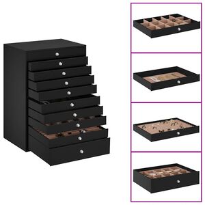 vidaXL Jewellery Box 10-Layer with Watch Holders Black 29x20,5x40,5 cm