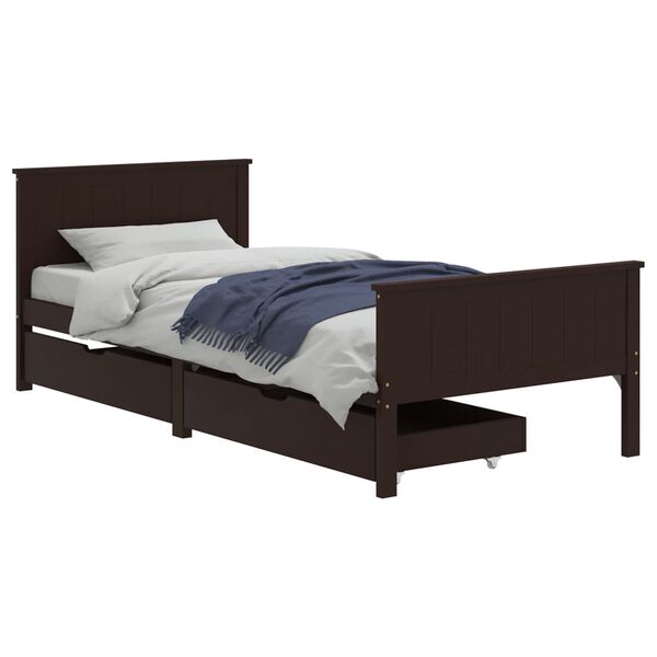 vidaXL Bed Frame without Mattress Dark Brown 90x200 cm Solid Wood