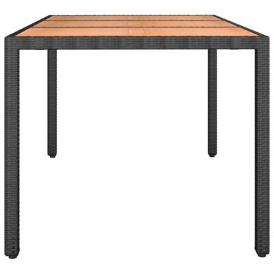 vidaXL Garden Table with Wooden Top Black Poly Rattan&Solid Wood Acacia