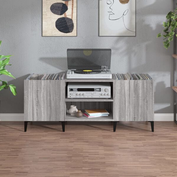 vidaXL Record Cabinet Grey Sonoma 121x38x48 cm Engineered Wood