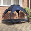 vidaXL Dog Bed Folding Manual Navy Blue 122 x 93 x 106.5 cm Steel