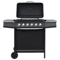 vidaXL Gas BBQ Grill with 6 Cooking Zones Steel Black