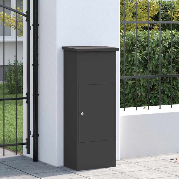 vidaXL Parcel Drop Box with Storage Black 44.5 x 29 x 110.5 cm Steel