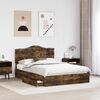 vidaXL Storage Bed with Drawer Smoked Oak 160 x 200 cm Engineered Wood