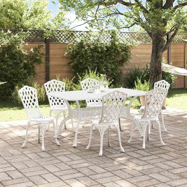 vidaXL Garden Dining Set 7 pcs White Aluminium