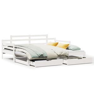 vidaXL Daybed with Trundle and Drawers without Mattress White 90x190 cm Single