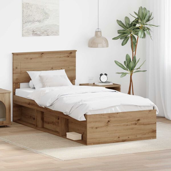 vidaXL Bed Frame Artisian Oak 75 x 190 cm Engineered wood