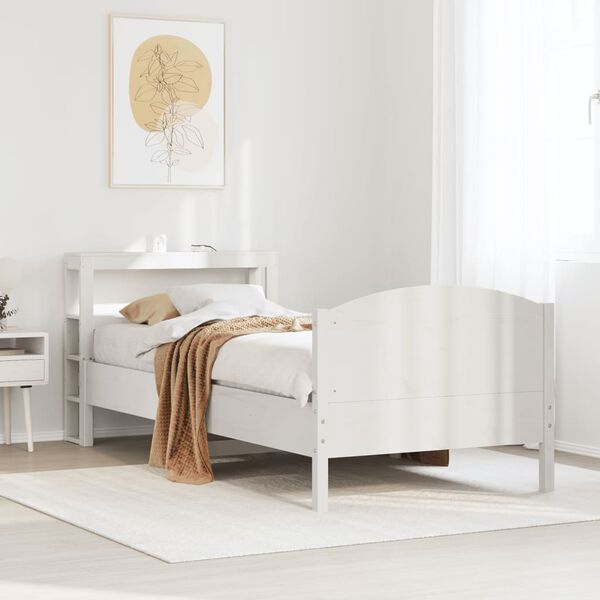 vidaXL Bed Frame without Mattress White 90x190 cm Single Solid Wood Pine