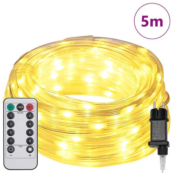 vidaXL Rope Light with 120 LEDs Warm White 5 m PVC