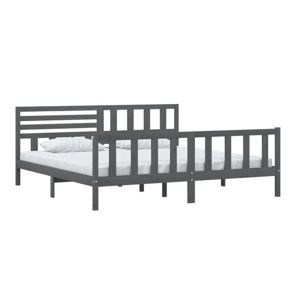 vidaXL Bed Frame without Mattress Grey Solid Wood 200x200 cm (810104+814166)