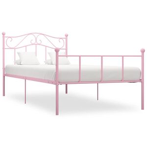 vidaXL Bed Frame without Mattress Pink Metal 100x200 cm