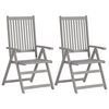 vidaXL Garden Reclining Chairs 2 pcs Grey Solid Acacia Wood