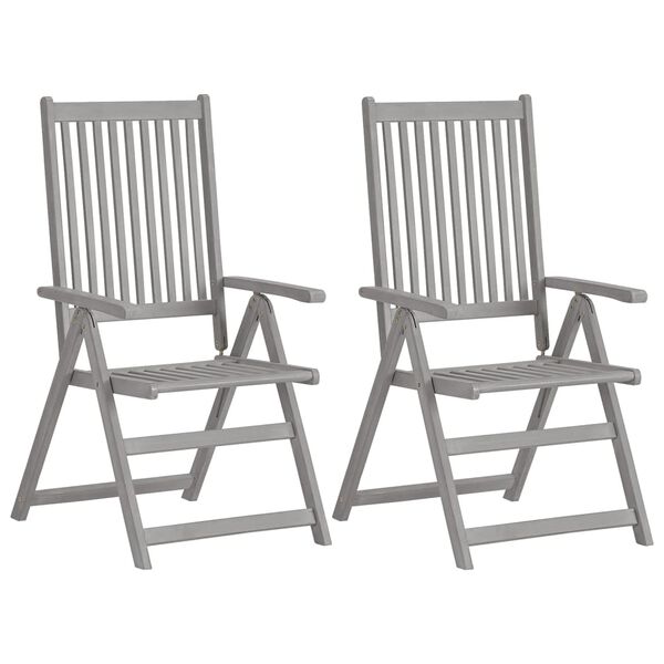 vidaXL Garden Reclining Chairs 2 pcs Grey Solid Acacia Wood