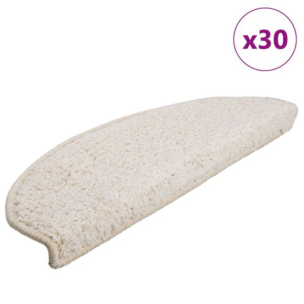 vidaXL Stair Mats 30 pcs 65x21x4 cm White Half Round Large