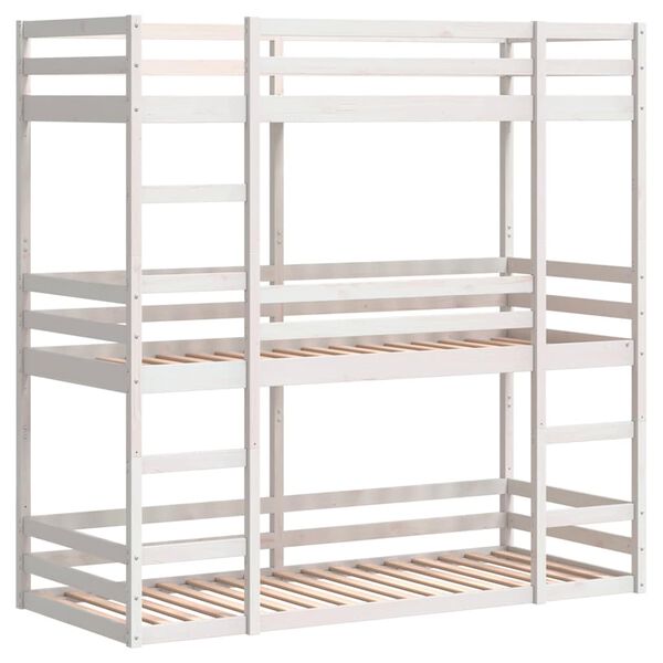 vidaXL Triple Bunk Bed without Mattress White 90x190 cm Single Solid Wood Pine