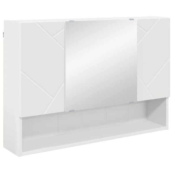 vidaXL Mirror Cabinet with Door White 80 x 17 x 55 cm Engineered Wood