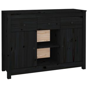 vidaXL Sideboard Black 100x35x74,5 cm Solid Wood Pine