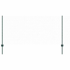 vidaXL Hexagonal Fence with Post 25 x 1 m PVC-Coated Steel Green Mesh