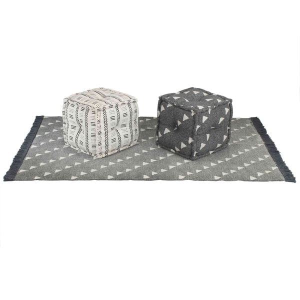 vidaXL Pouffes Folding Geometric Grey and White 40 x 40 x 40 cm Fabric