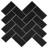 vidaXL Herringbone Tile 10 pcs Black 30 x 30 cm Polyurethane and PET