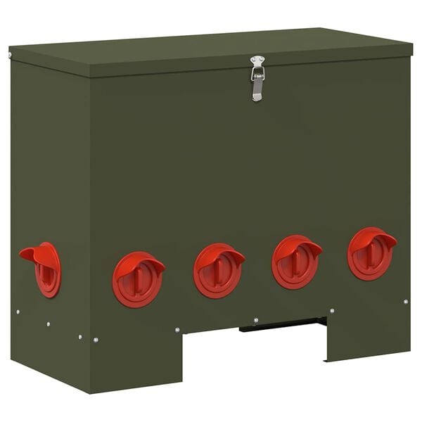 vidaXL Chicken Feeder 2 pcs Olive Green 60.5 x 29 x 51 cm