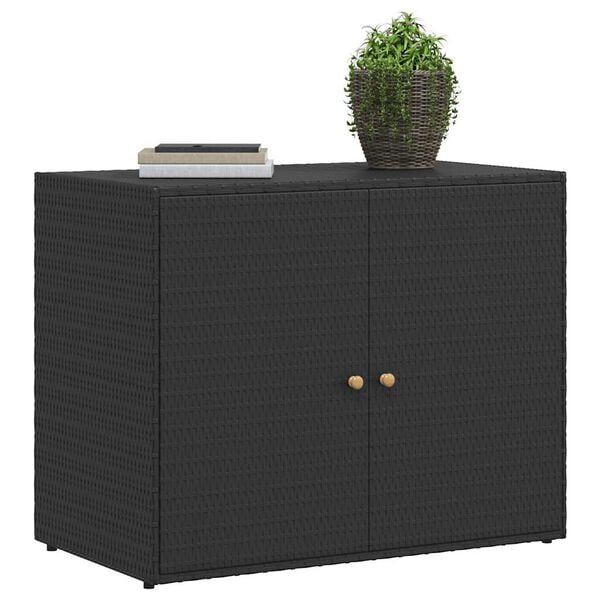 vidaXL Garden Storage Cabinet Black 100x55.5x80 cm Poly Rattan