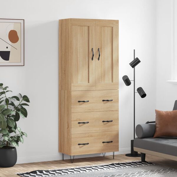 vidaXL Highboard Sonoma Oak 69.5x34x180 cm Engineered Wood