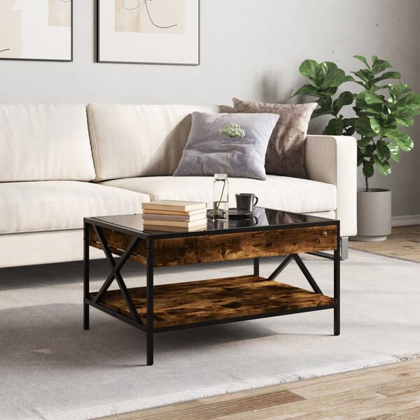 vidaXL Coffee Table with Infinity LED Smoked Oak 70x50x38 cm