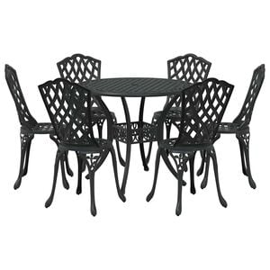 vidaXL Garden Dining Set 7 pcs Black Aluminium