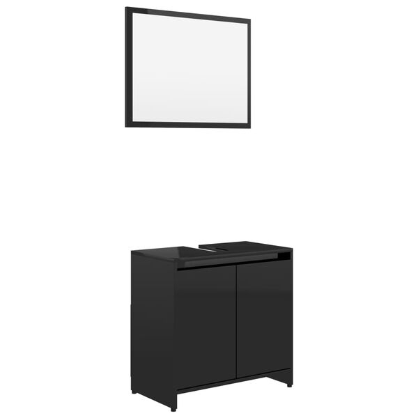 vidaXL Bathroom Furniture Set High Gloss Black Engineered Wood