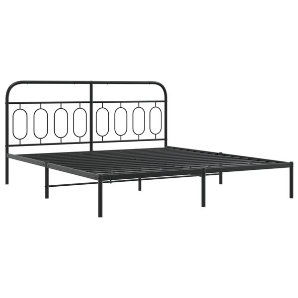 vidaXL Metal Bed Frame without Mattress with Headboard Black 193x203cm