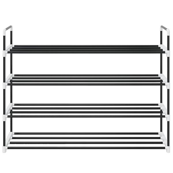 vidaXL Shoe Rack with 4 Shelves Metal and Plastic Black