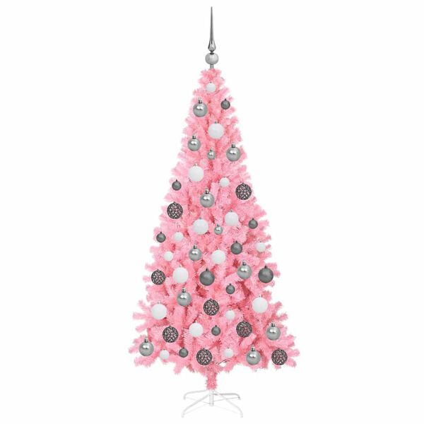 vidaXL Christmas Tree with 300 LEDs with Stand Pink 180 cm PVC