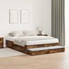 vidaXL Storage Bed Frame with Drawer Smoked Oak 140 cm Engineered Wood
