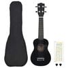 vidaXL Soprano Ukulele Set with Bag for Kids Black 23"