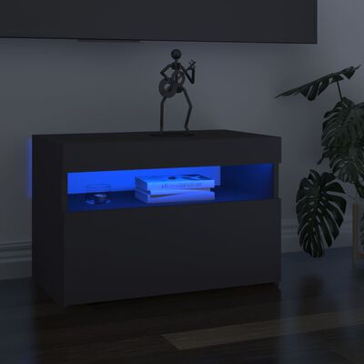vidaXL TV Cabinets with LED Lights 2 pcs Grey 60x35x40 cm