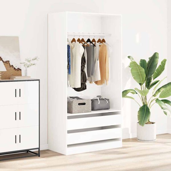 vidaXL Wardrobe High Gloss White 100x50x200 cm Engineered Wood