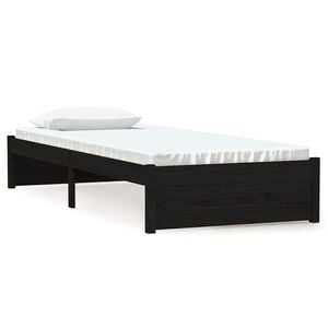 vidaXL Bed Frame without Mattress Black Solid Wood 75x190 cm