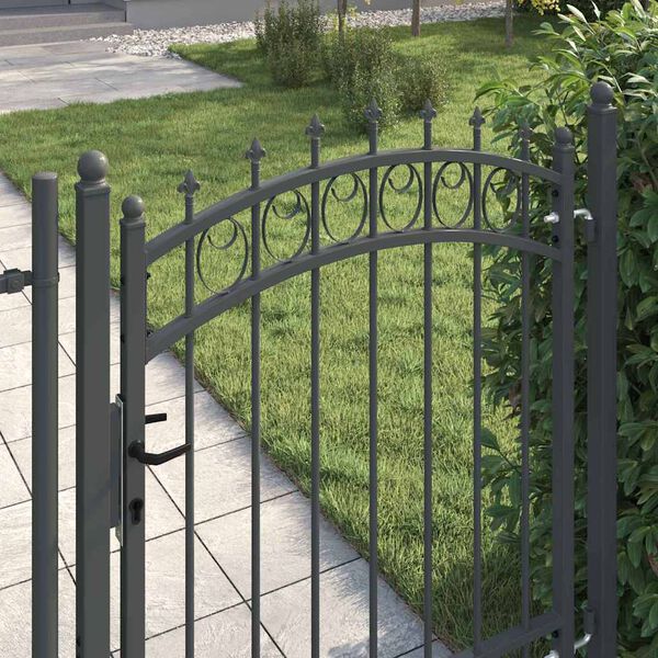 vidaXL Fence Gate with Spikes Grey 150 x 100 cm Powder-coated steel