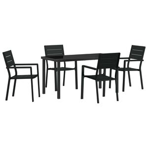 vidaXL Garden Dining Set 5 pcs Black Powder-Coated Steel
