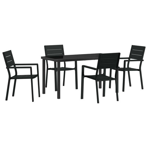 vidaXL Garden Dining Set 5 pcs Black Powder-Coated Steel
