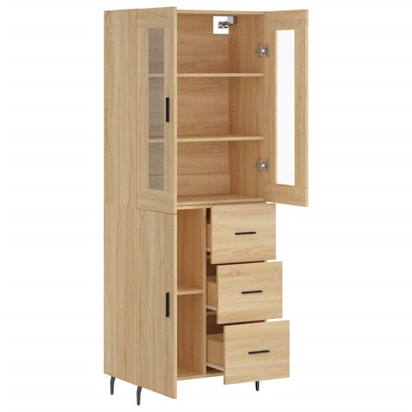 vidaXL Highboard Sonoma Oak 69.5x34x180 cm Engineered Wood