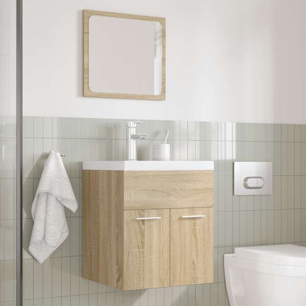 vidaXL 3 Piece Bathroom Furniture Set Sonoma Oak Engineered Wood