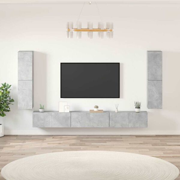 vidaXL 7 Piece TV Cabinet Set Concrete Grey Engineered Wood