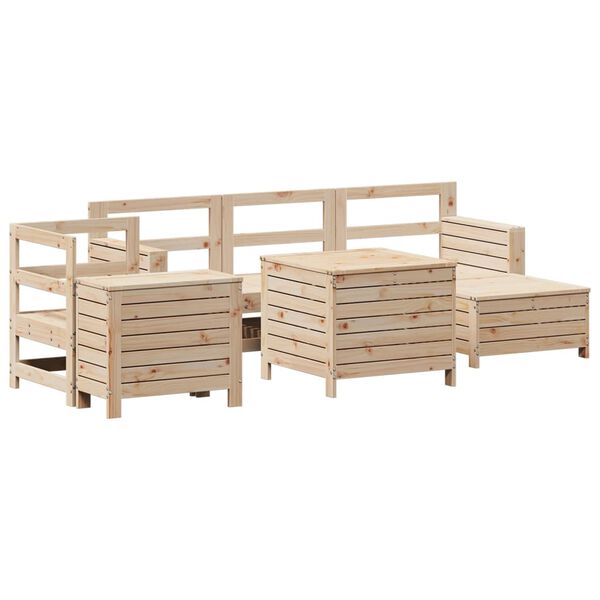 vidaXL 7 Piece Garden Sofa Set Solid Wood Pine