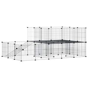 vidaXL 44-Panel Pet Cage with Door Black 35x35 cm Steel
