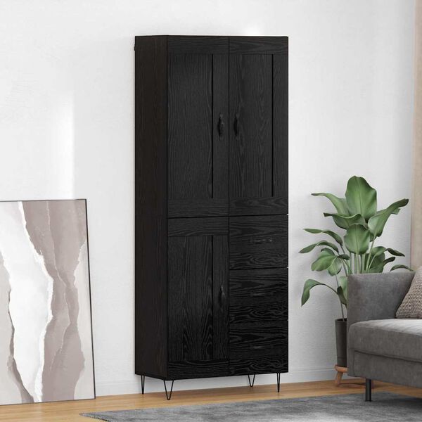 vidaXL Highboard Black Oak 69.5 x 34 x 180 cm Engineered Wood
