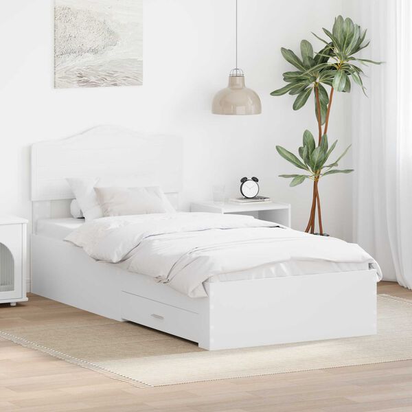 vidaXL Bed Frame with Headboard White 90 x 190 cm Engineered Wood