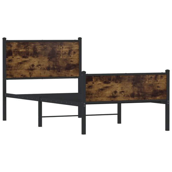 vidaXL Metal Bed Frame without Mattress Smoked Oak 80x200 cm