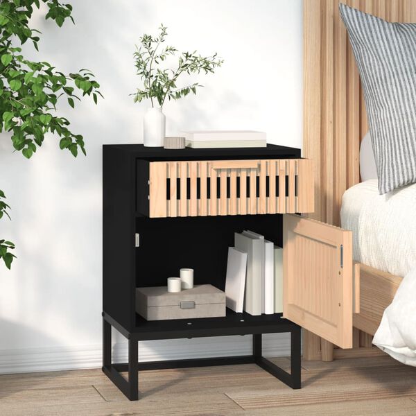 vidaXL Bedside Cabinet Black 40x30x55.5 cm Engineered Wood&Iron